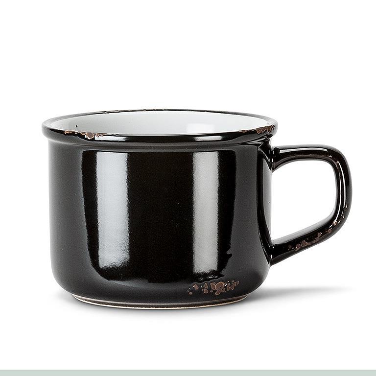 Enamel Cappuccino Stoneware Mug - Black - Main Street Roasters