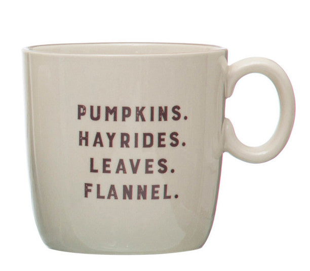 Fall Stoneware Collection Mug - Pumpkins Hayrides Leaves Flannel - Main Street Roasters
