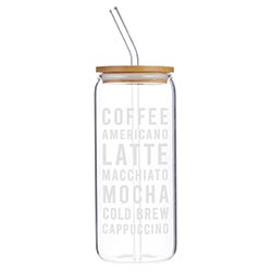 Glass Cold Brew Coffee Tumbler with Bamboo Lid - Coffee - Main Street Roasters
