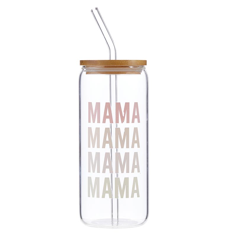 Glass Cold Brew Coffee Tumbler with Bamboo Lid - Mama - Main Street Roasters