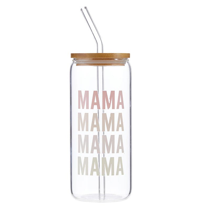 Glass Cold Brew Coffee Tumbler with Bamboo Lid - Mama - Main Street Roasters