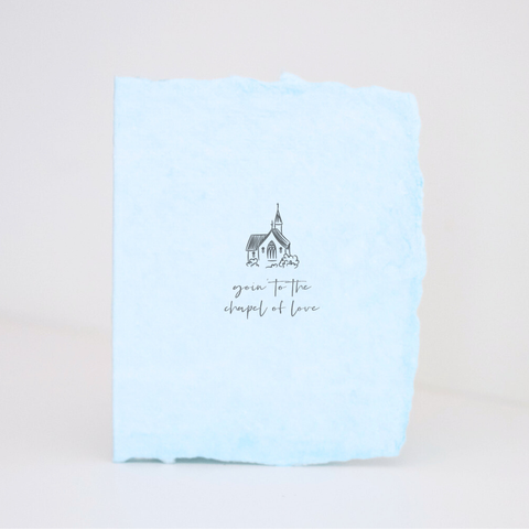 Paper Baristas - "Going to the Chapel of Love" Wedding Greeting Card Front - Main Street Roasters