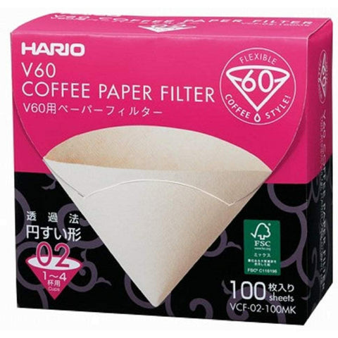 Hario V60 Coffee Filters | Bleached and Natural - Bodum 02 Size Natural 100 Count VCF-02-100MK 