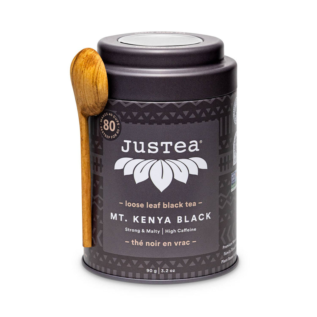 Mt Kenya Black Loose Leaf Tea | Fair Trade Tin with Spoon - JusTea 