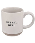 Sweet Water Decor - Relax Girl - Cream Stoneware Coffee Mug - 14 oz - Main Street Roasters