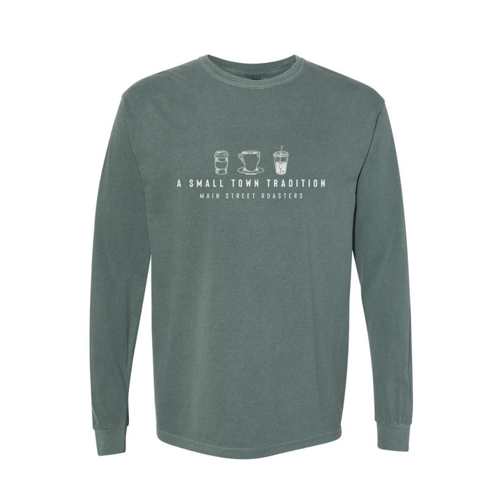 Small Town Traditions Long Sleeve Tee -  Blue Spruce | Comfort Colors - Main Street Roasters