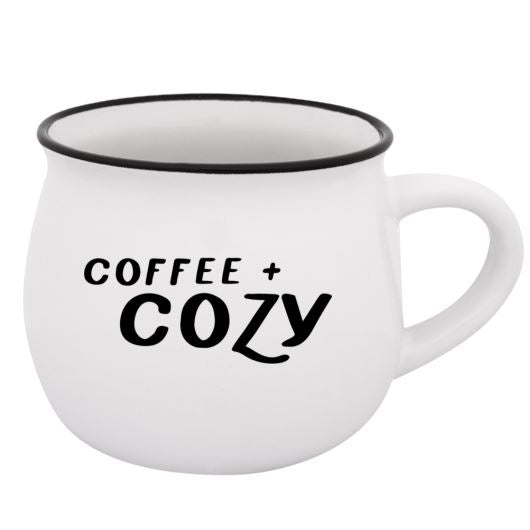 Coffee + Cozy Mug | Black and White Ceramic Mug Main Street Roasters 