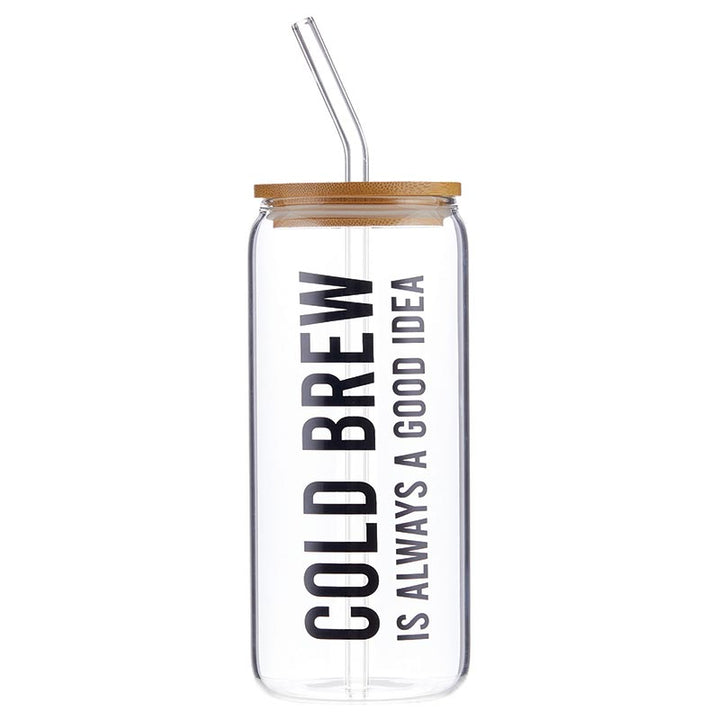 Glass Cold Brew Coffee Tumbler with Bamboo Lid