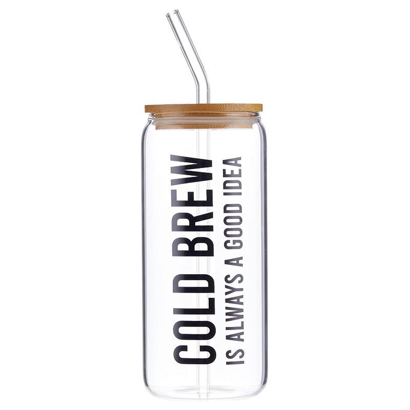 Glass Cold Brew Coffee Tumbler with Bamboo Lid - Main Street Roasters