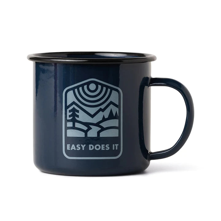 Easy Does It Navy Enamel Mug